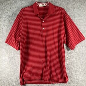 Harry Vardon Polo Shirt Mens Large Red Striped Triple Mercerized Cotton FLAW